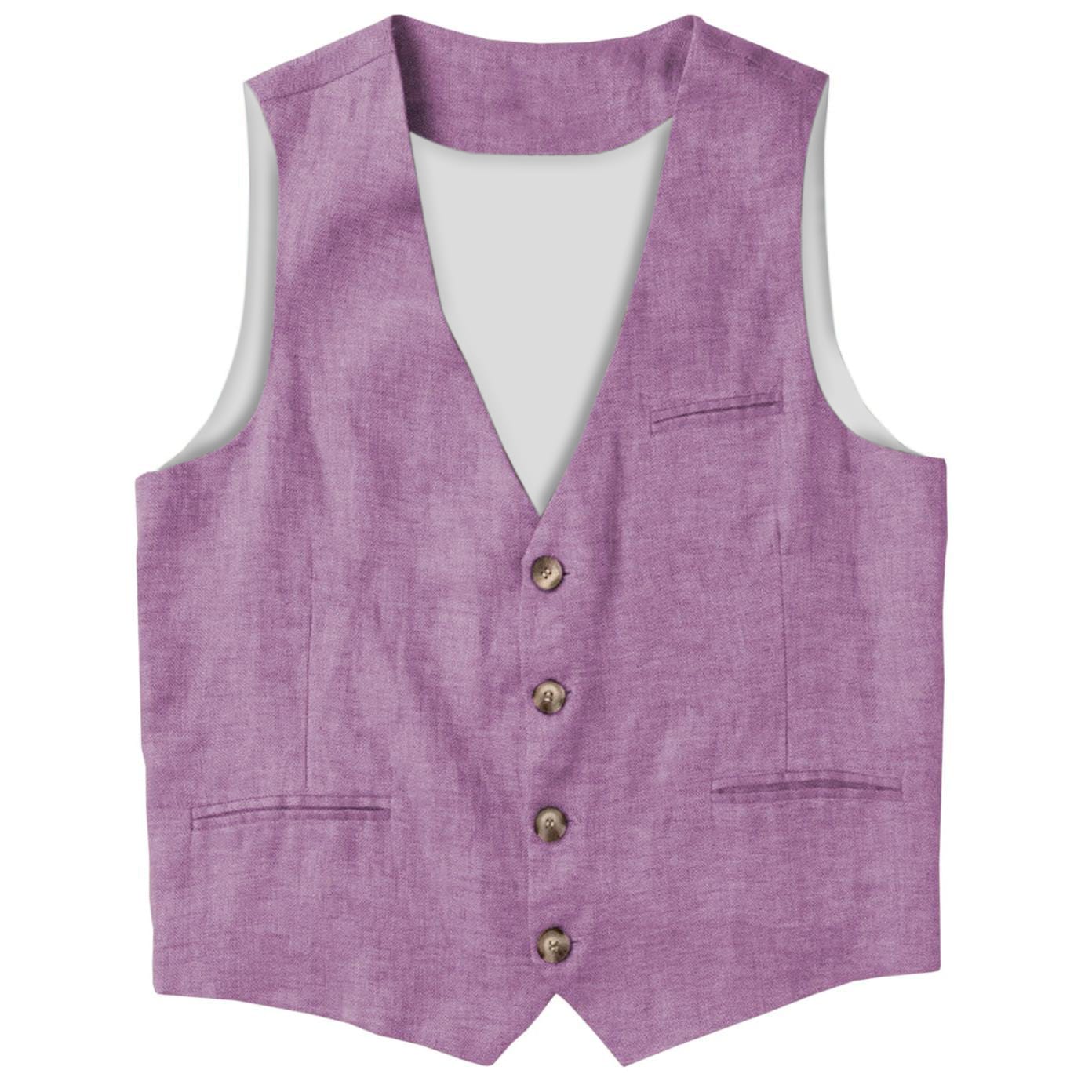 Ceehuteey Ceehuteey Men's Linen V Neck Vest Summer Leisure Waistcoat
