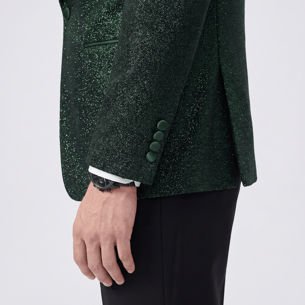 Ceehuteey Ceehuteey Men's Shiny Sequins 3 Pieces Shawl Lapel Men's Suit  (Blazer + Vest + Pants)