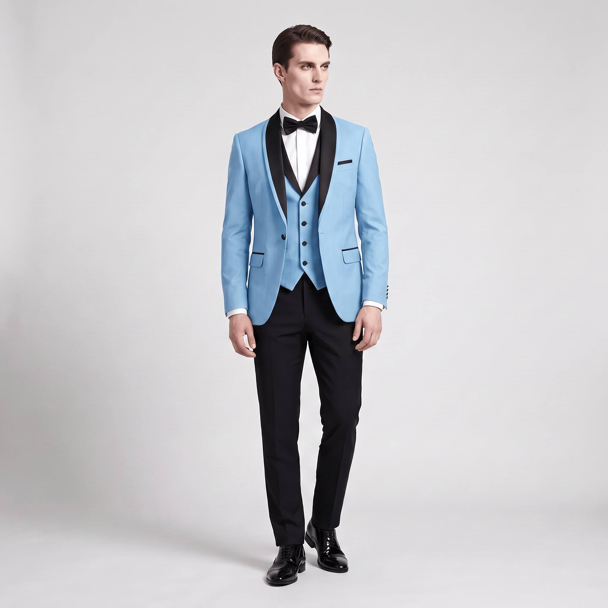 Ceehuteey Ceehuteey Men's Suit 3 Pieces Shawl Lapel Tuxedos For Wedding (Blazer+Vest+Pants)