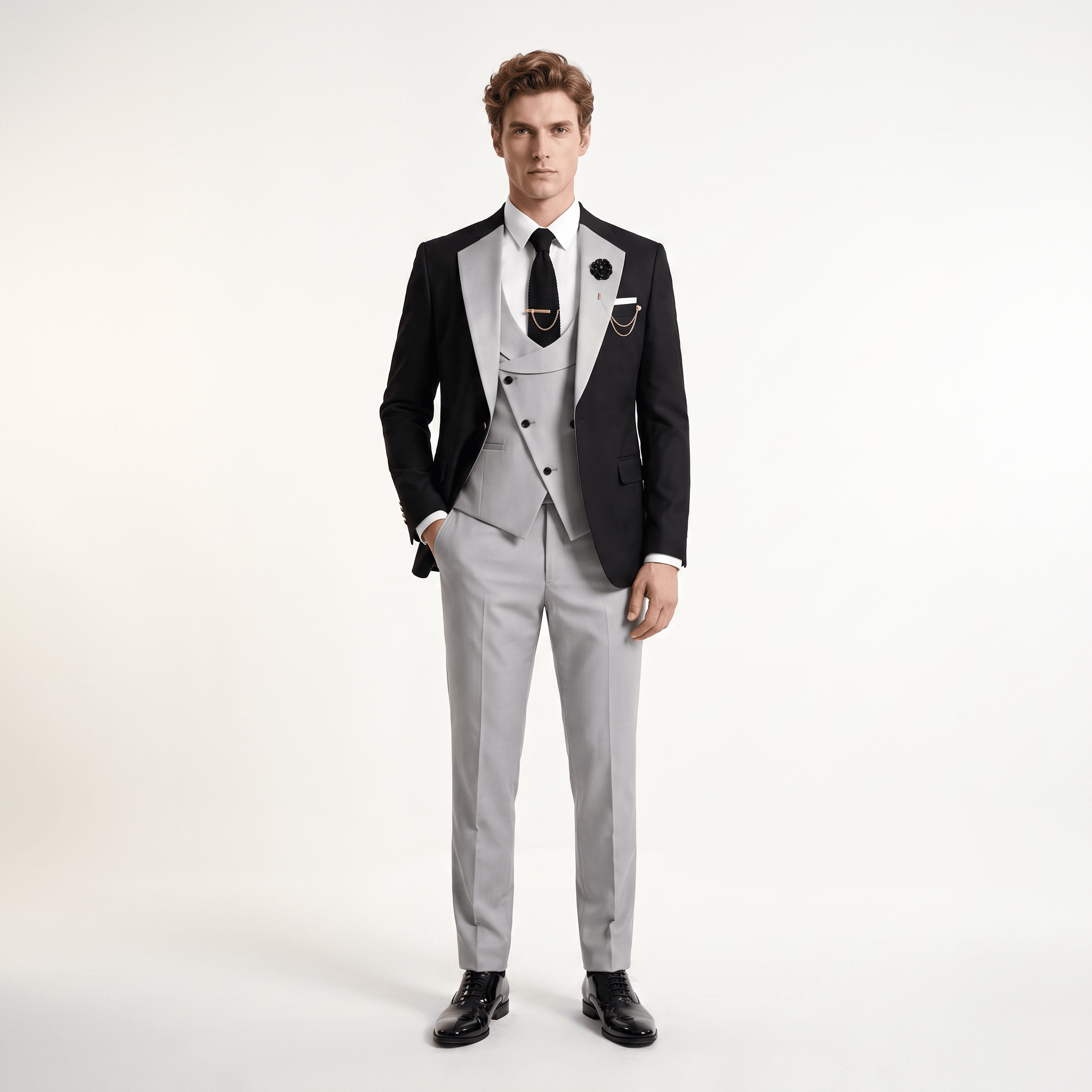 Ceehuteey Ceehuteey Men's Suits 3 Pieces Notch Lapel Suits for (Blazer+Vest+Pant)