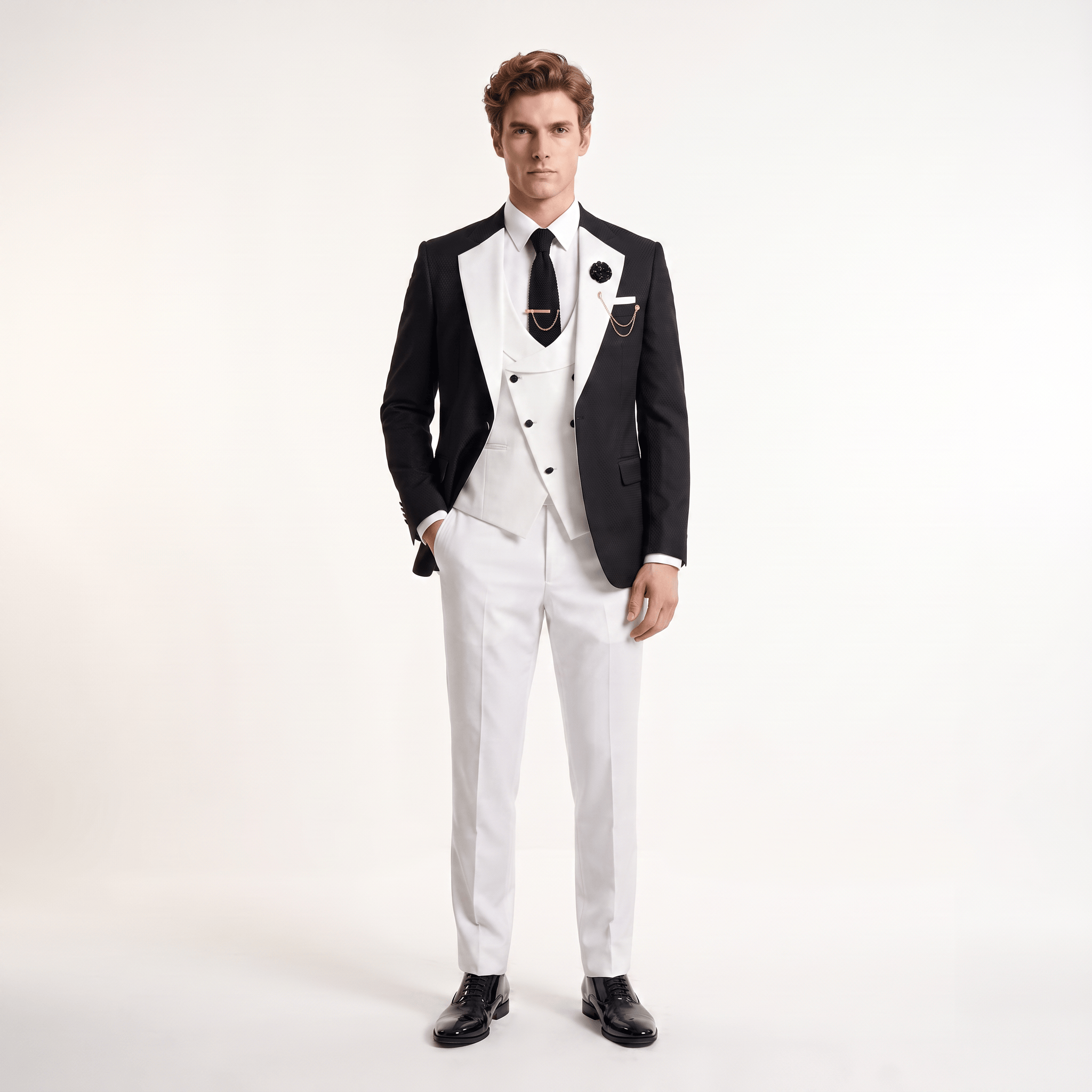Ceehuteey Ceehuteey Men's Suits 3 Pieces Notch Lapel Suits for (Blazer+Vest+Pant)