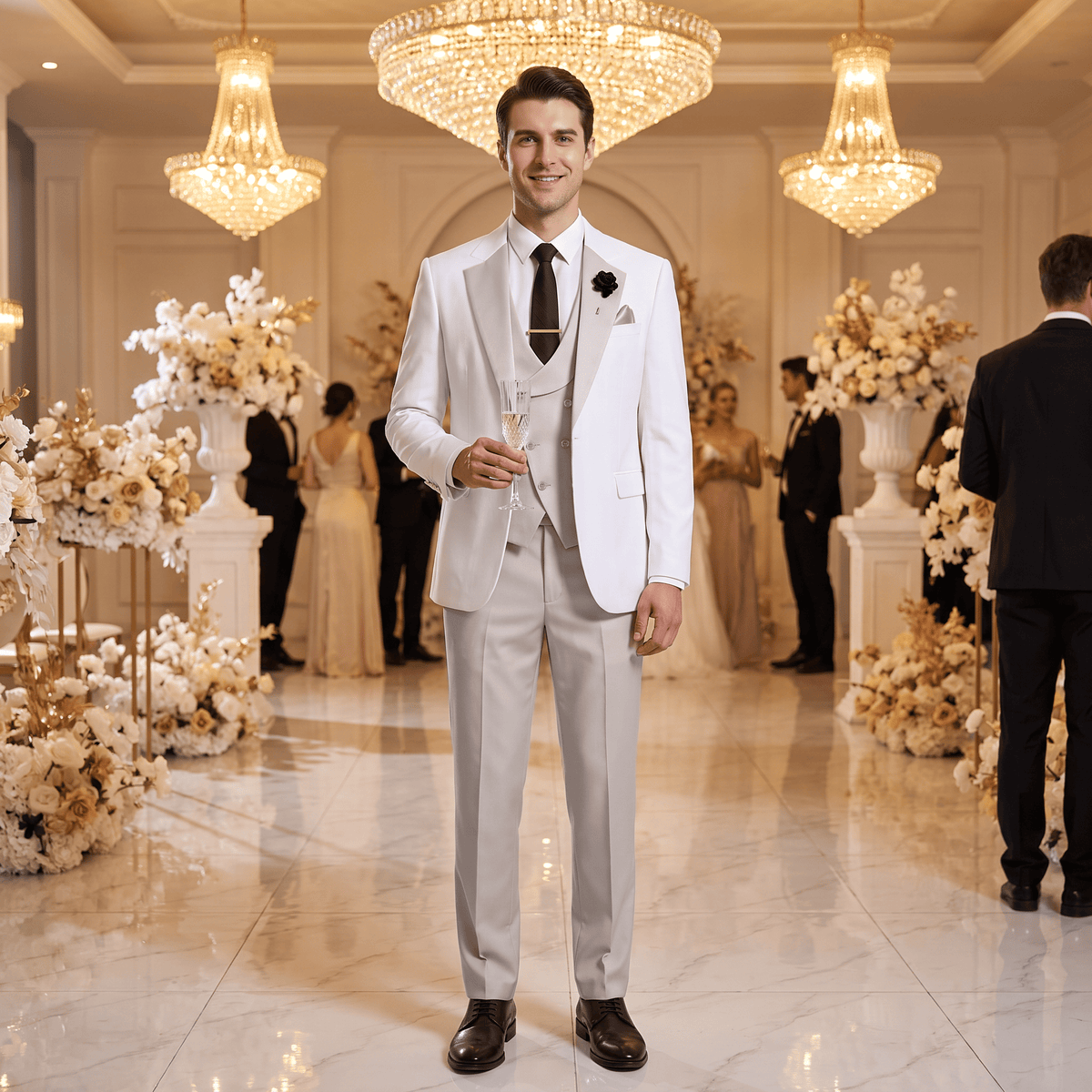 Ceehuteey Ceehuteey Men's Suits Slim Fit 3 Pieces Notch Lapel Tuxedos (Blazer+Vest+ Pant)