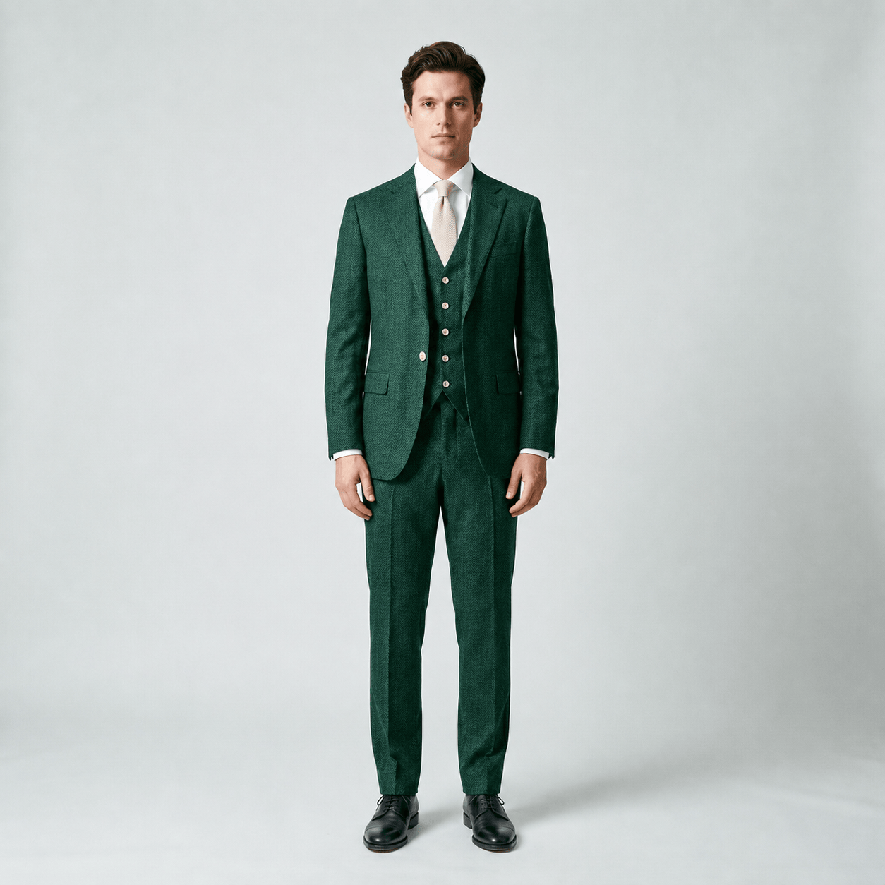Ceehuteey Ceehuteey Mens Tweed Herringbone Suits 3 Piece Suits Groom Suits