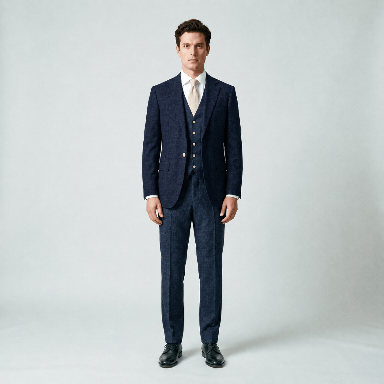 Ceehuteey Ceehuteey Mens Tweed Herringbone Suits 3 Piece Suits Groom Suits