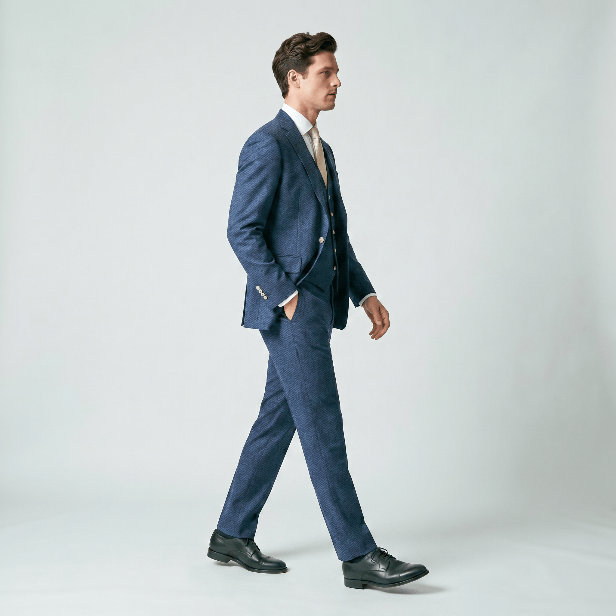 Ceehuteey Ceehuteey Mens Tweed Herringbone Suits 3 Piece Suits Groom Suits