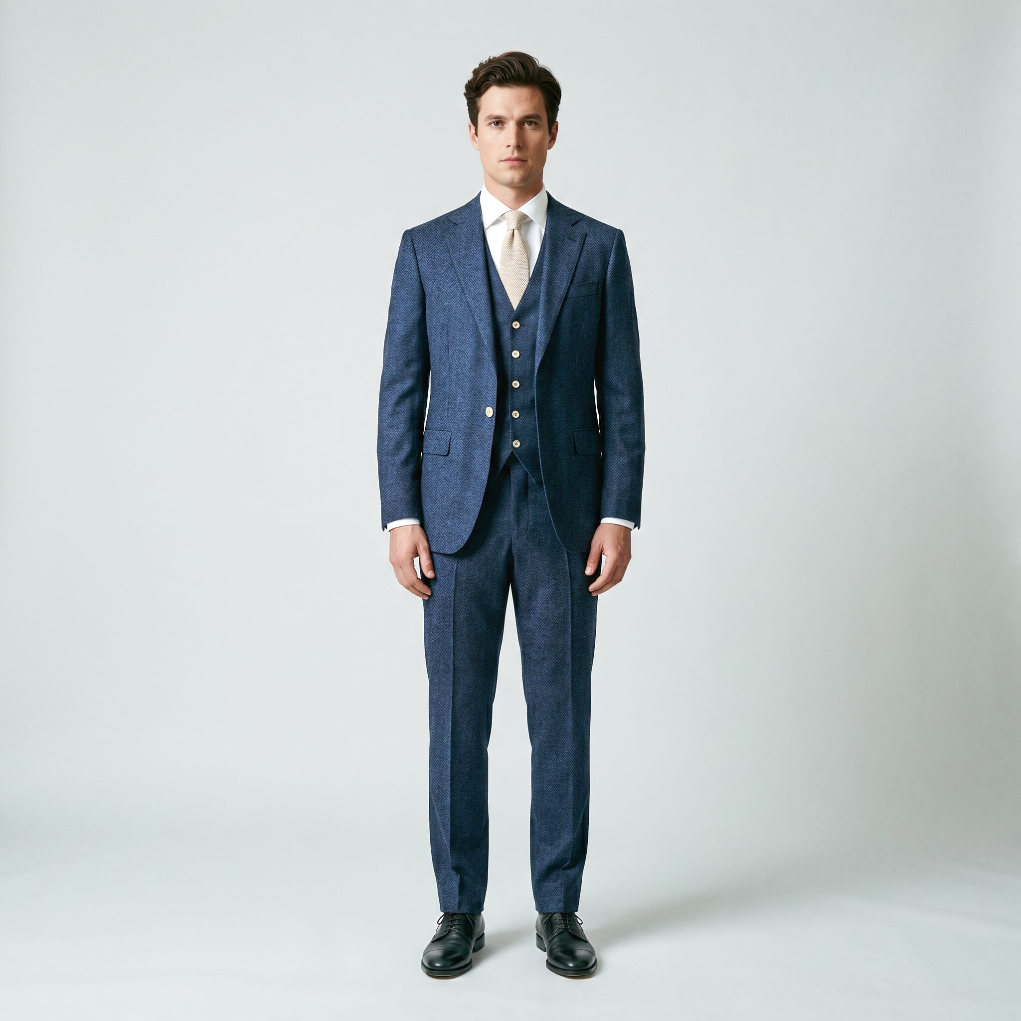 Ceehuteey Ceehuteey Mens Tweed Herringbone Suits 3 Piece Suits Groom Suits