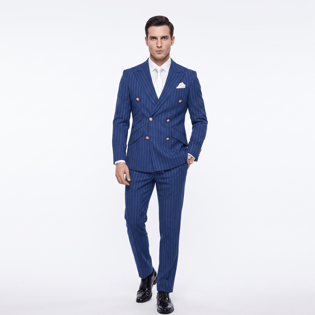 Ceehuteey Ceehuteey Striped Formal Men's 2 Pieces Peak Lapel Men's Suits (Blazer+Pants)