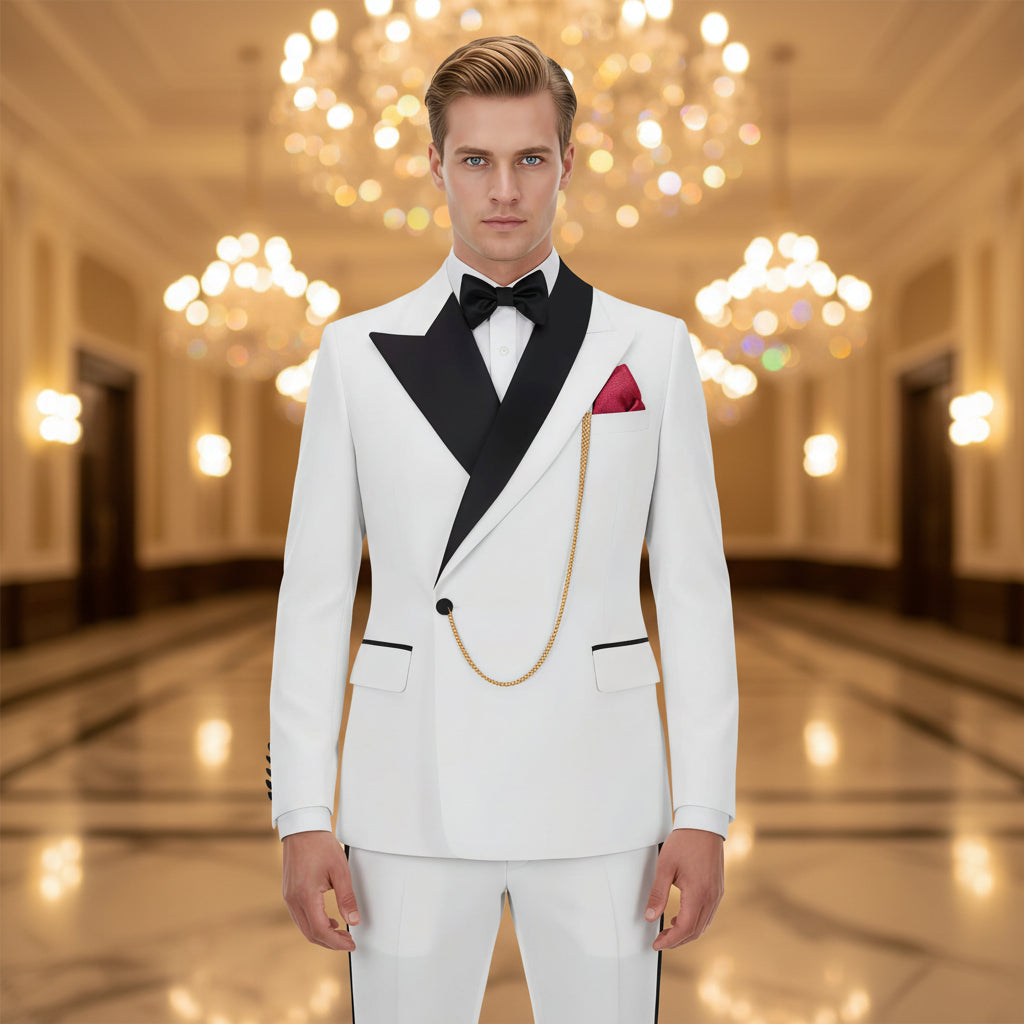 ceehuteey Ceehuteey Stylish Mens Suit 2 Pieces Peak Lapel Tuxedo(Blazer+Pants)