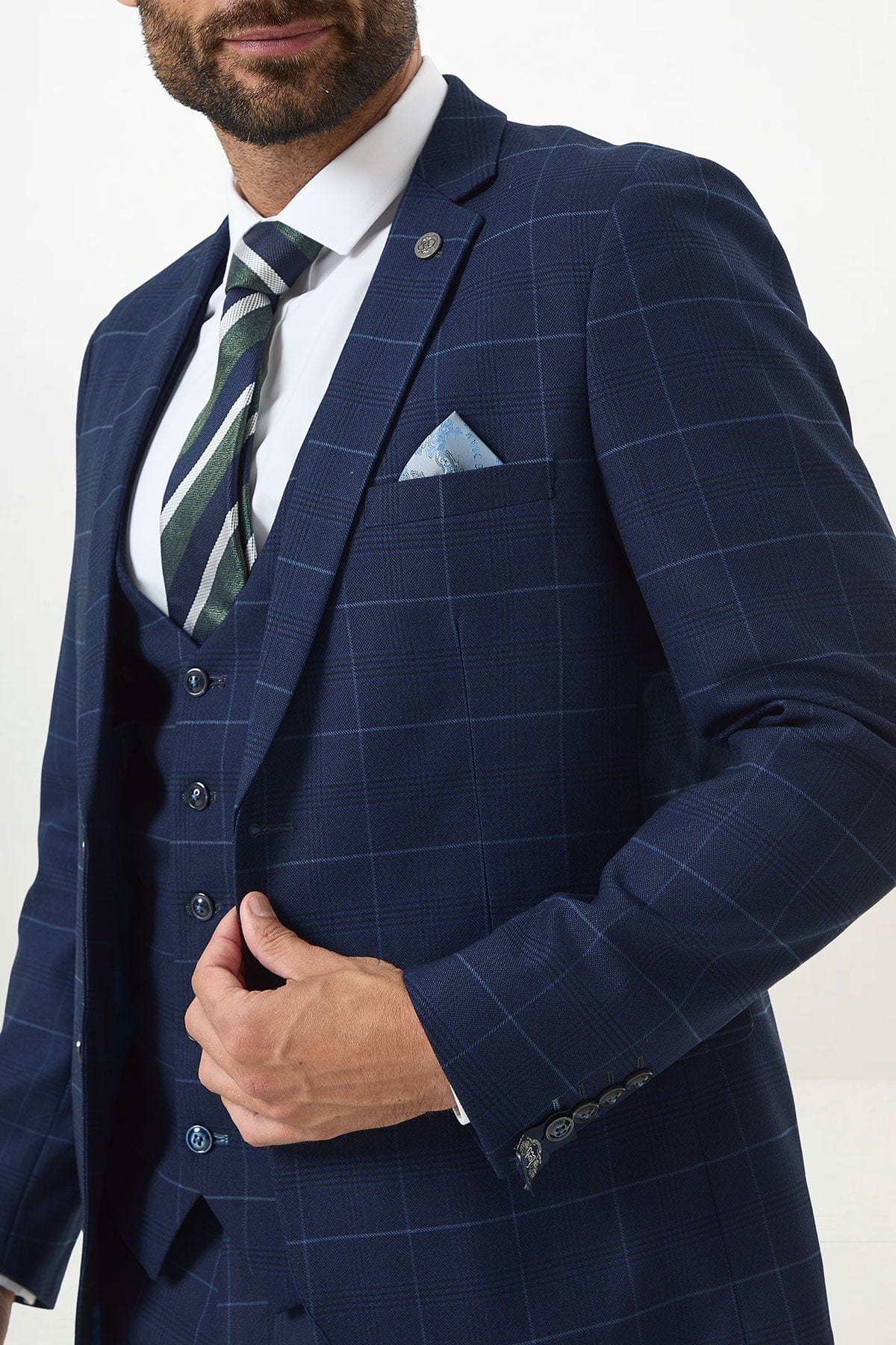 ceehuteey Ceehuteey Vintage Fashion Classic Men's 3 Pieces Plaid Notch Lapel Suit (Blazer+vest+Pants)