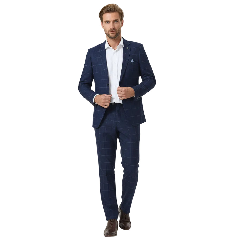 ceehuteey Ceehuteey Vintage Fashion Classic Men's 3 Pieces Plaid Notch Lapel Suit (Blazer+vest+Pants)