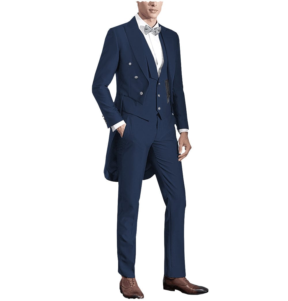 ceehuteey Classic Men's 3 Pieces Tailcoat Slim Fit Peak Lapel Tuxedos Swallow-Tailed Coat Groomsmen (Blazer+vest+Pants)