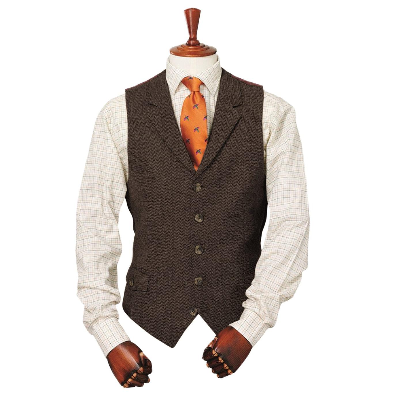 ceehuteey Copy of Men's Classic vintage Herringbone Notch Lapel Waistcoat