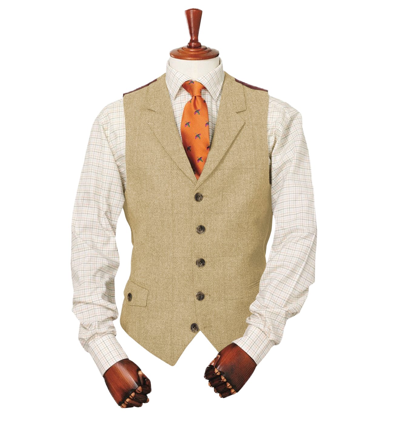 ceehuteey Copy of Men's Classic vintage Herringbone Notch Lapel Waistcoat