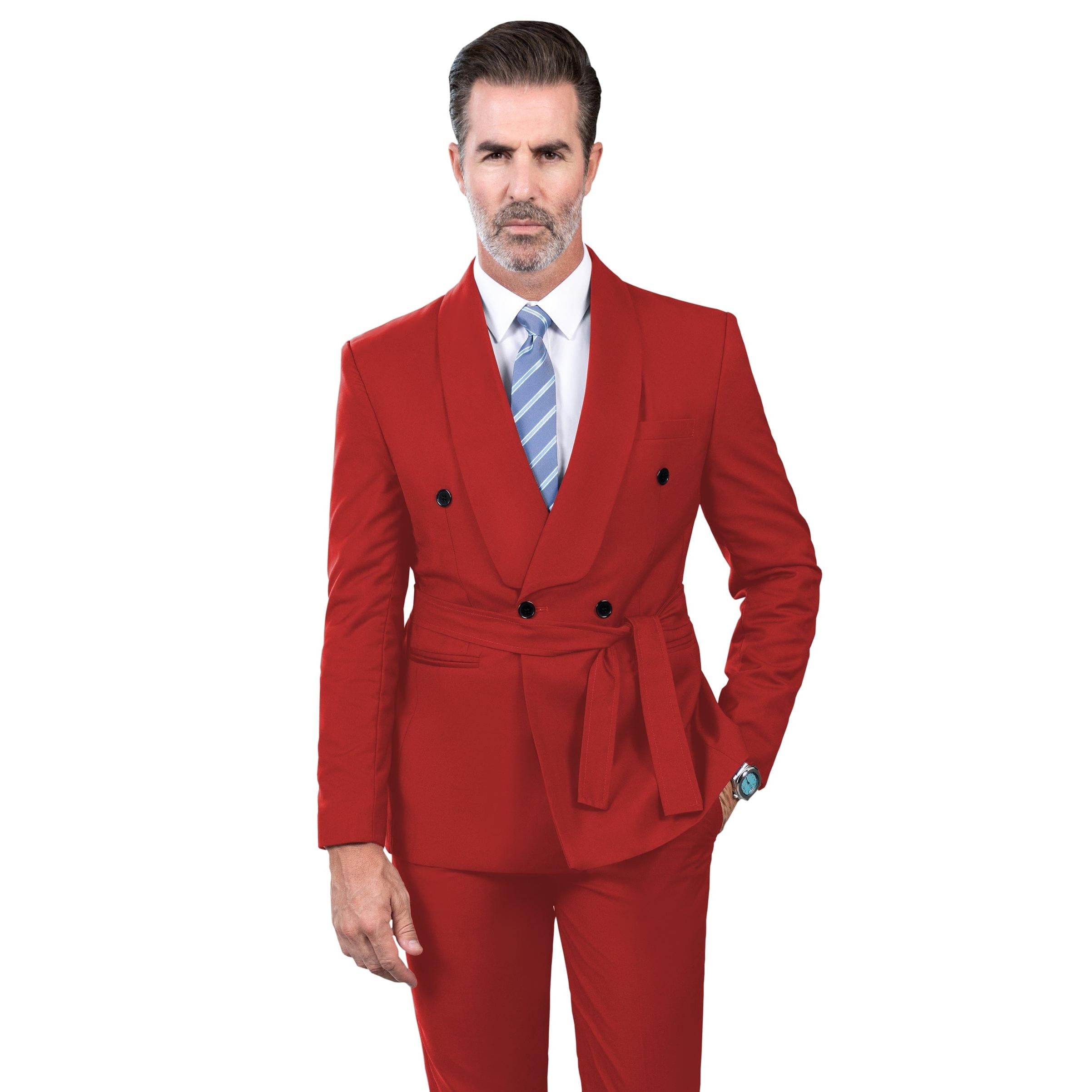 ceehuteey Fashion Casual Men's 2 Pieces  Shawl Lapel Double Breasted Suit (Blazer+Pants)