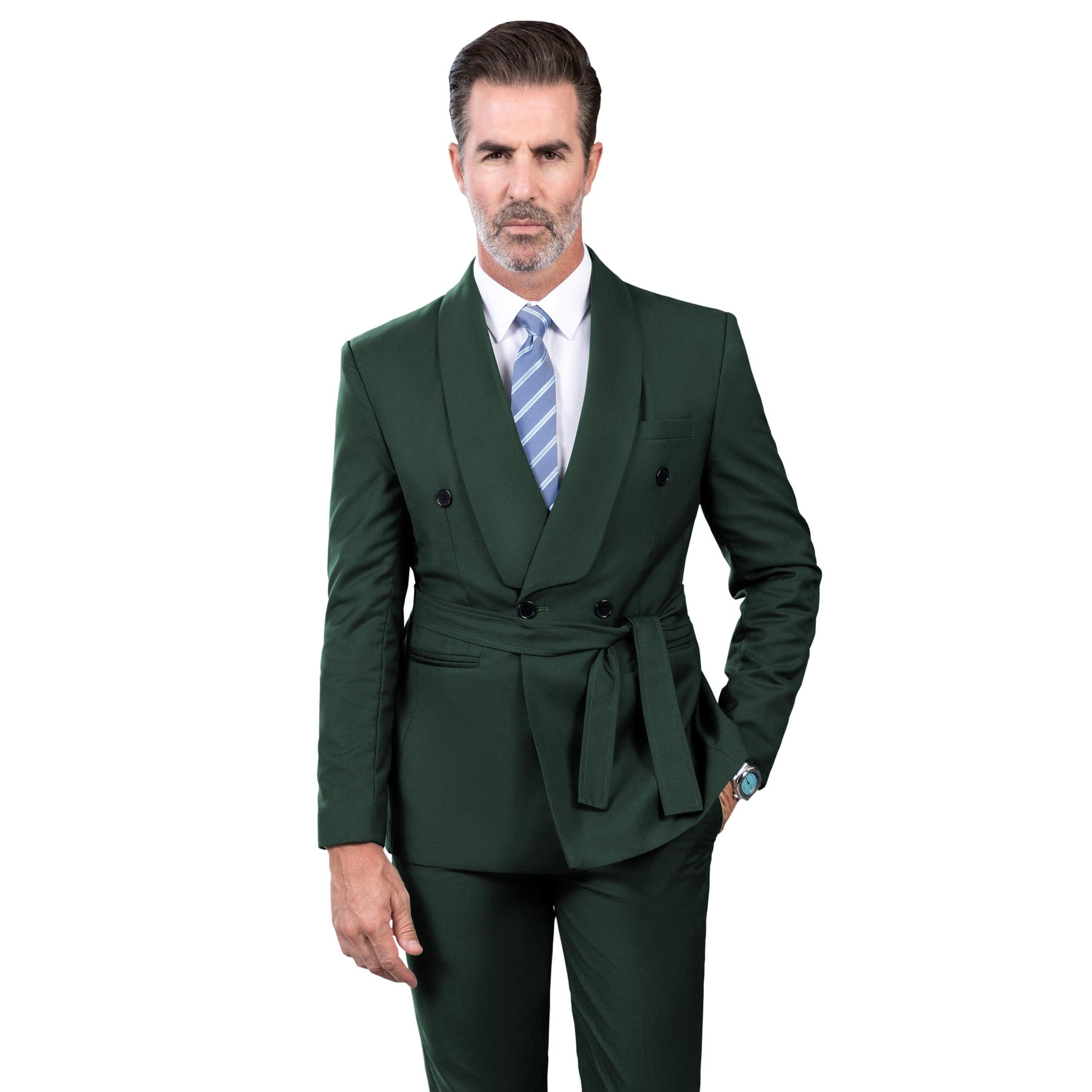 ceehuteey Fashion Casual Men's 2 Pieces  Shawl Lapel Double Breasted Suit (Blazer+Pants)