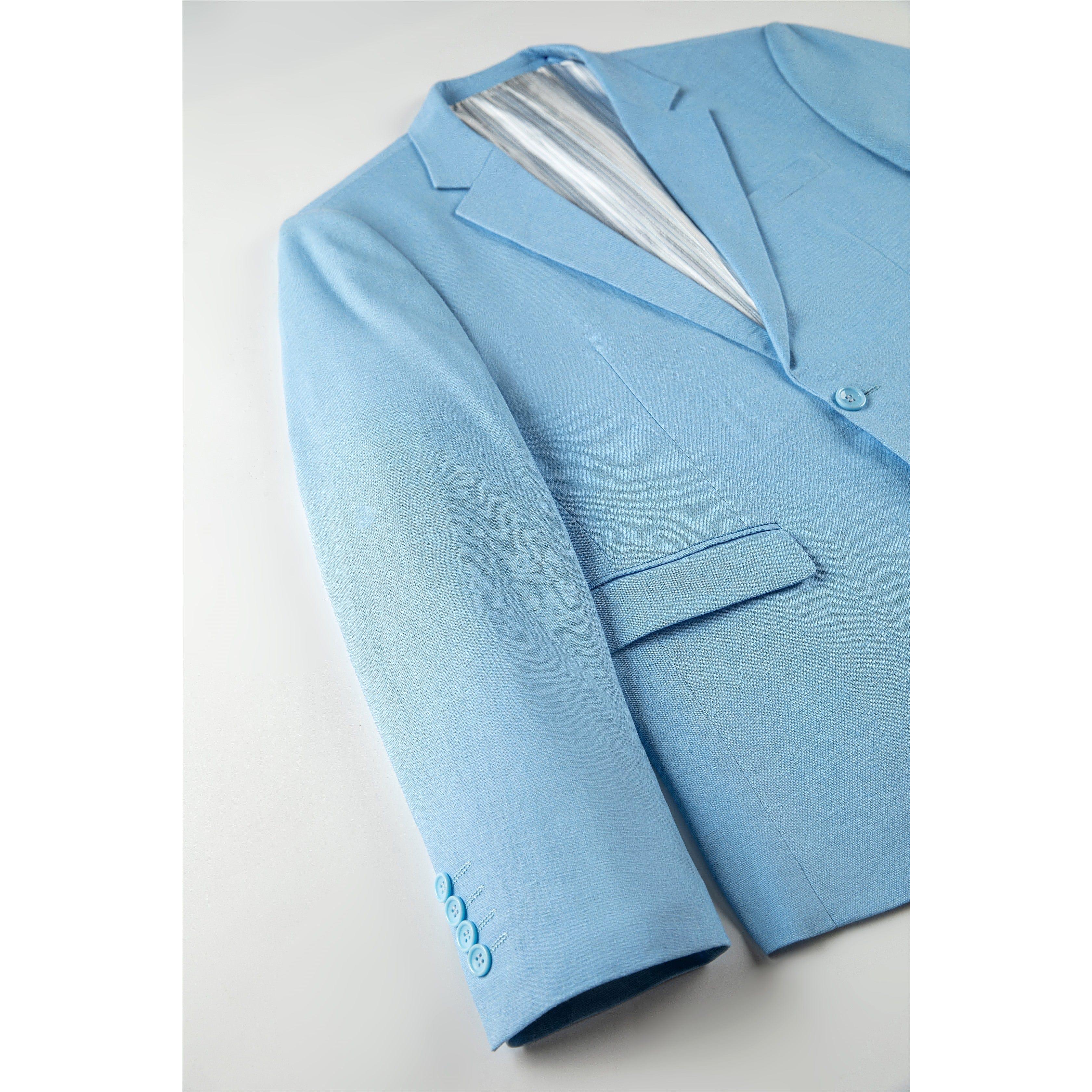 ceehuteey Fashion Formal Men's Linen Regular Notch Lapel Blazer