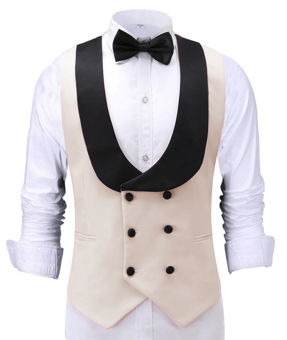 ceehuteey Fashion Men's Suit Vest Regular Fit Shawl Lapel Waistcoat For Wedding