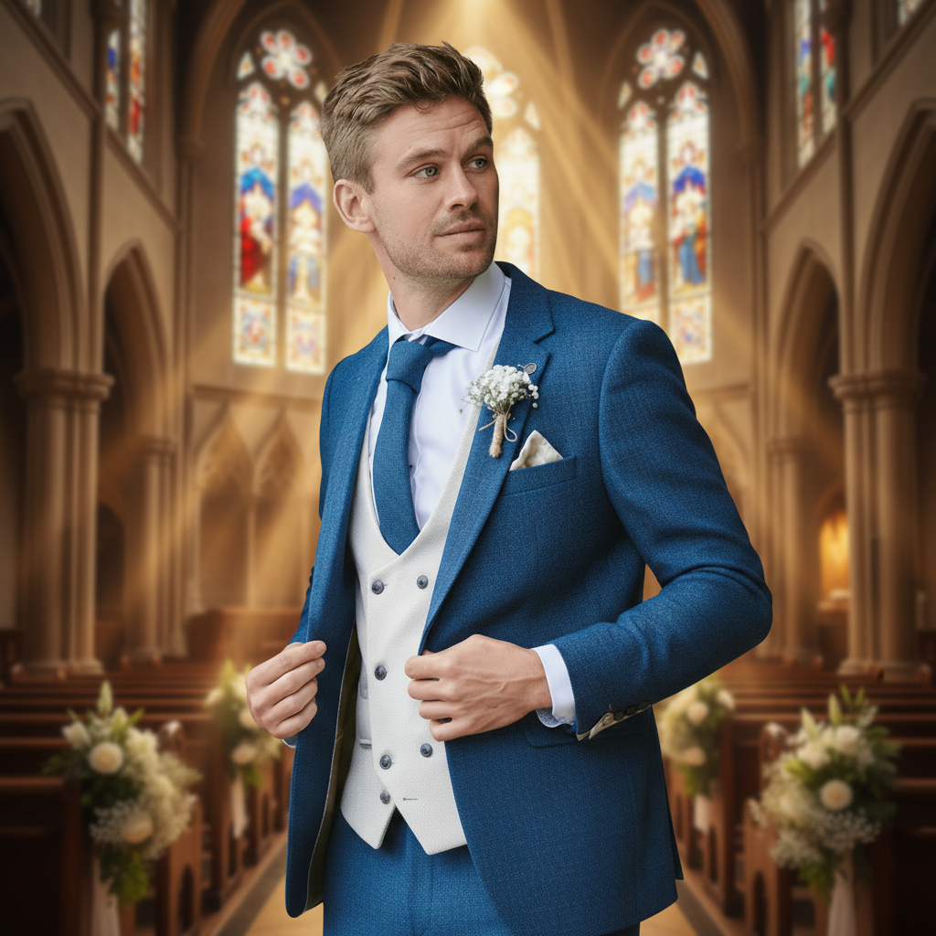 ceehuteey Fashionable Men's 3 Pieces Notch Lapel Double BreastedWedding Tuxedos(Blazer+Vest+Pant)