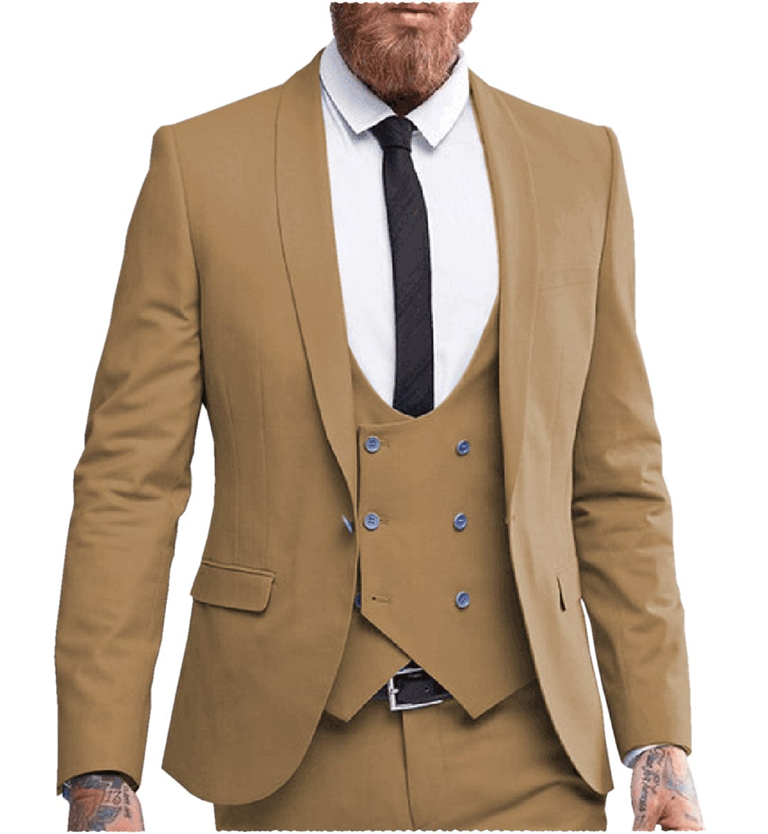 ceehuteey Flat Men's 3 Pieces Regular Fit Blazer (Blazer+vest+Pants)