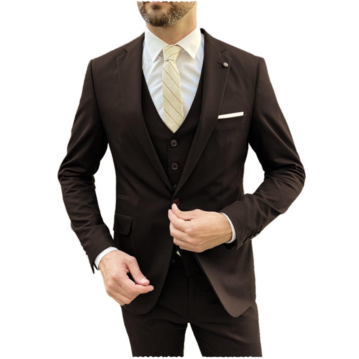 ceehuteey Flat Notch Lapel 3 Pieces Mens Suit (Blazer+vest+Pants)