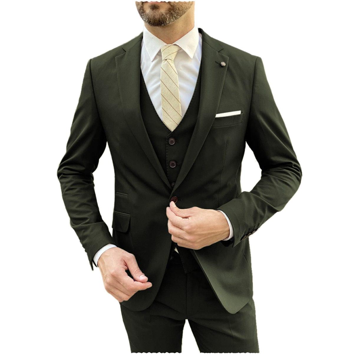 ceehuteey Flat Notch Lapel 3 Pieces Mens Suit (Blazer+vest+Pants)