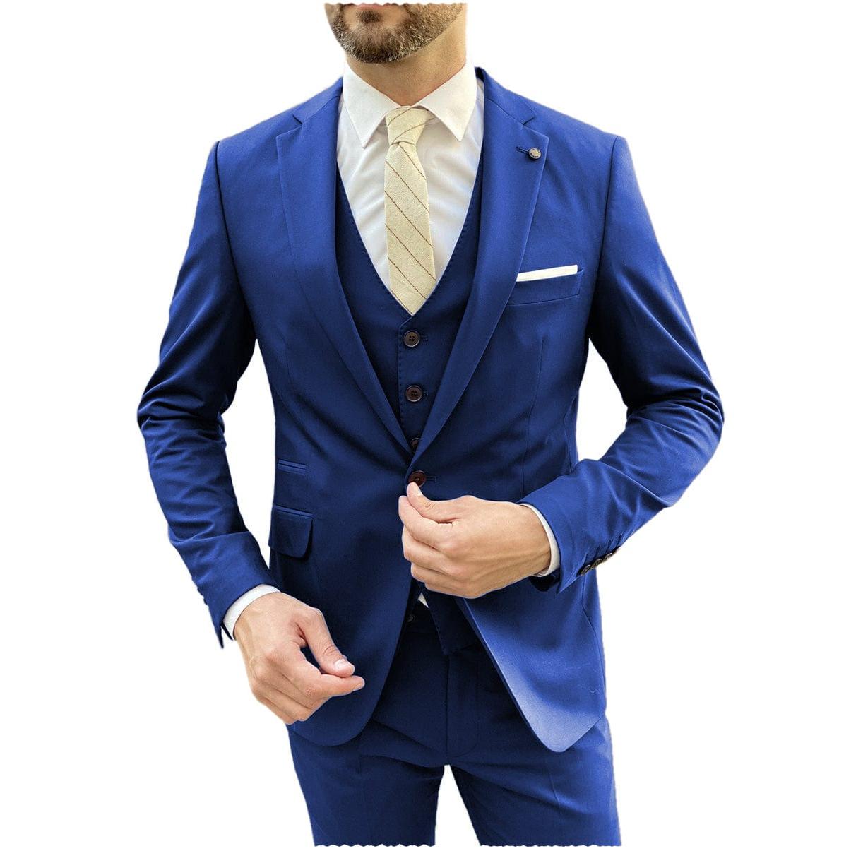 ceehuteey Flat Notch Lapel 3 Pieces Mens Suit (Blazer+vest+Pants)