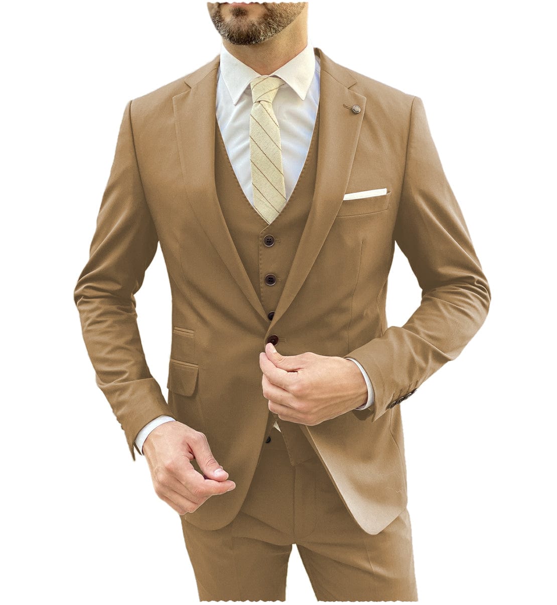 ceehuteey Flat Notch Lapel 3 Pieces Mens Suit (Blazer+vest+Pants)