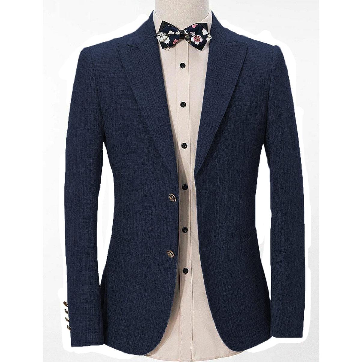 ceehuteey Formal Linen Men's Regular Peak Lapel Blazer