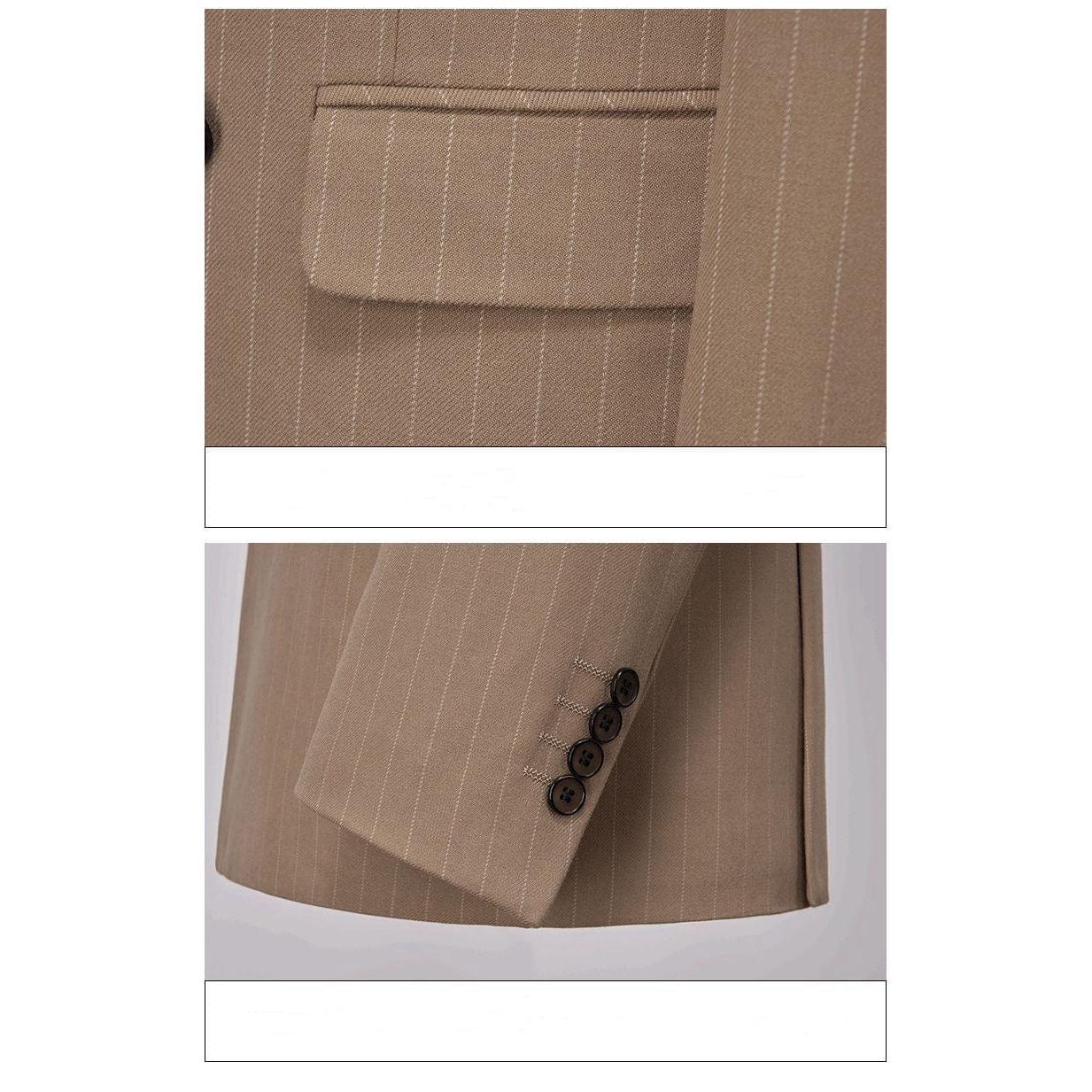 ceehuteey Formal Men's 2 Pieces Pinstripe Suit Peak Lapel Striped Tuxedos (Blazer+Pants)