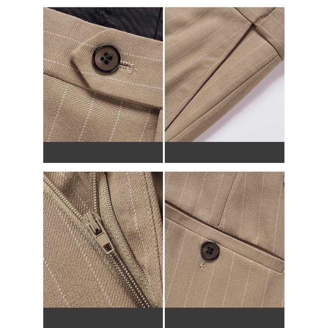 ceehuteey Formal Men's 2 Pieces Pinstripe Suit Peak Lapel Striped Tuxedos (Blazer+Pants)