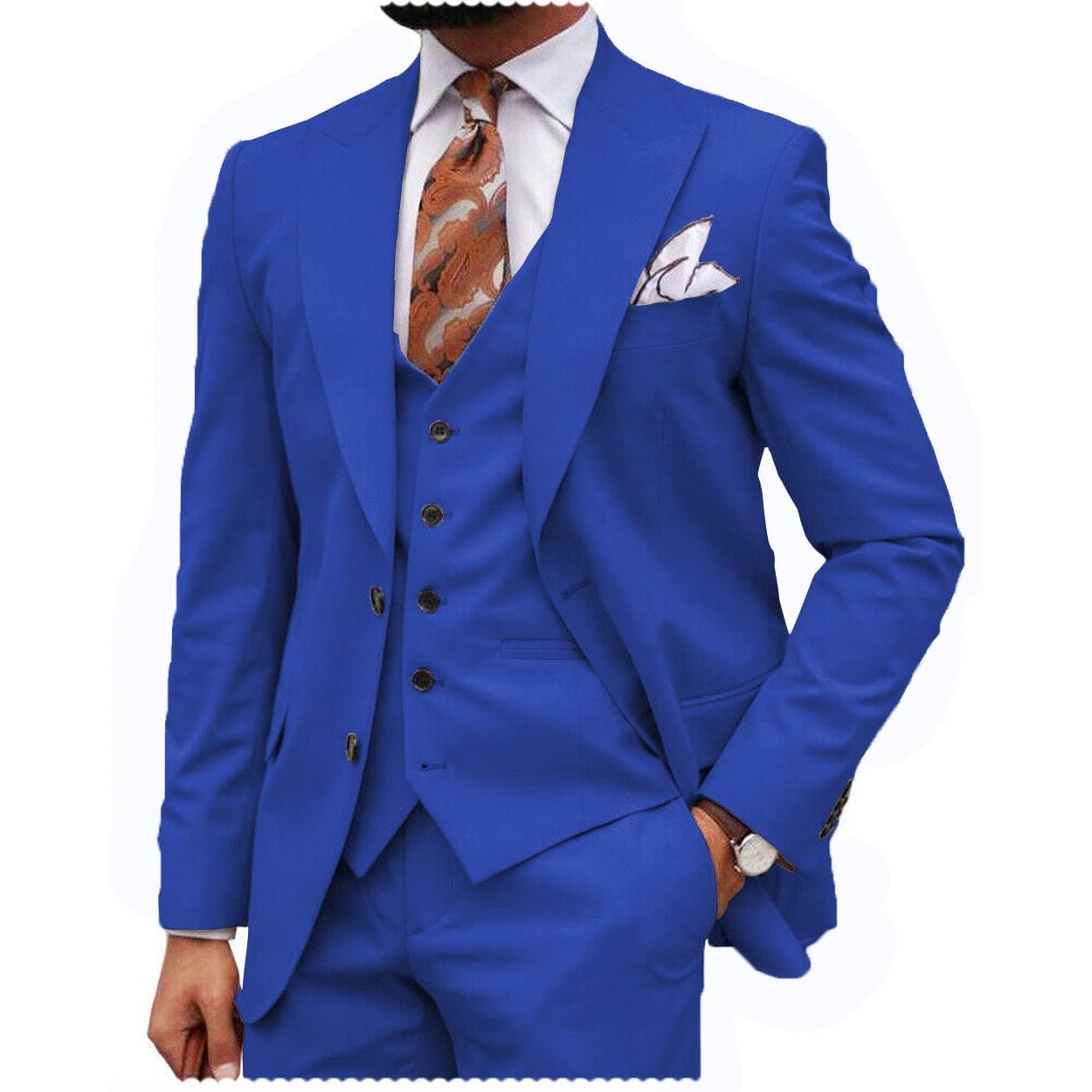 ceehuteey Formal Men's 3 Piece Regular Fit Peak Lapel  Men's Express Suit (Blazer+Vest+Pants)
