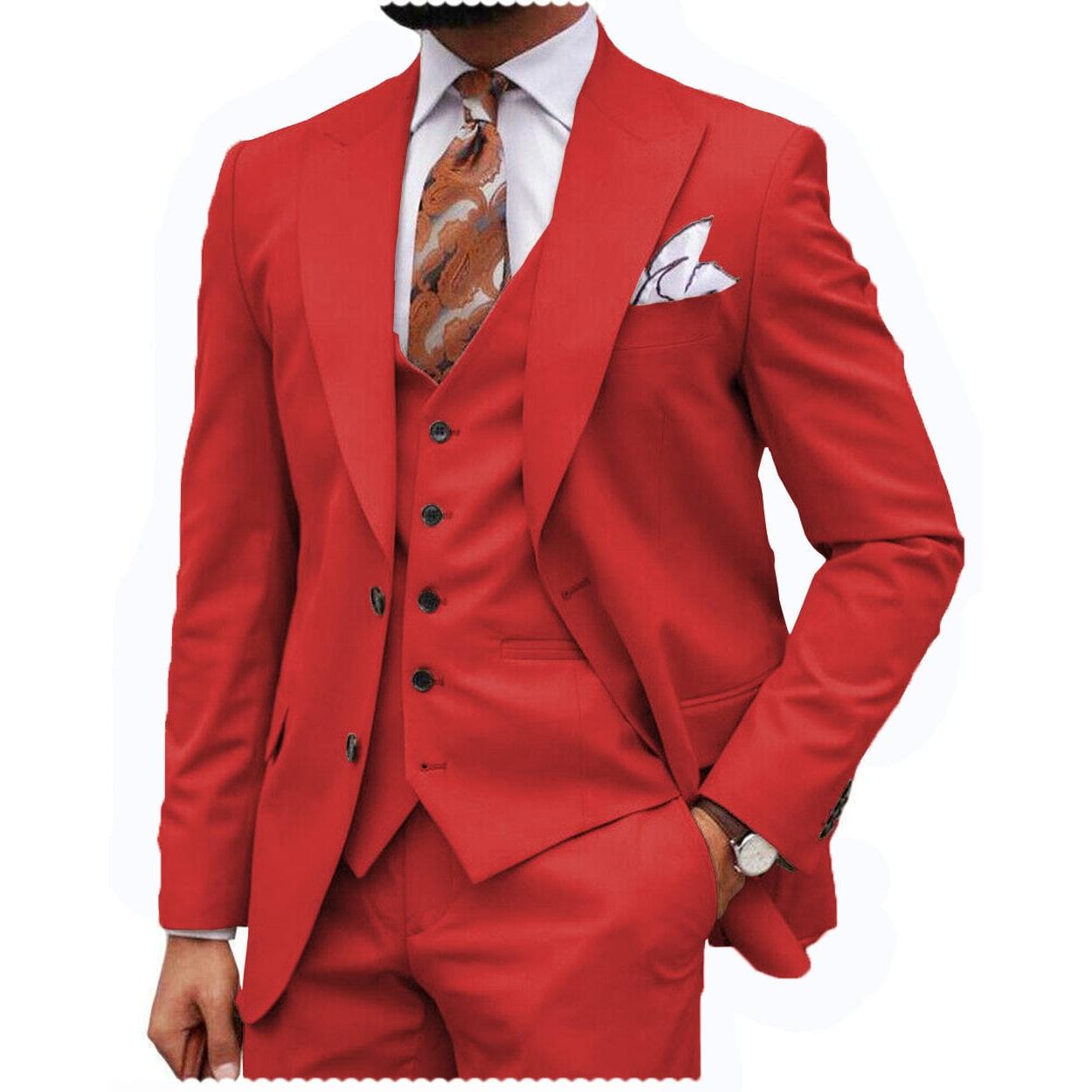 ceehuteey Formal Men's 3 Piece Regular Fit Peak Lapel  Men's Express Suit (Blazer+Vest+Pants)