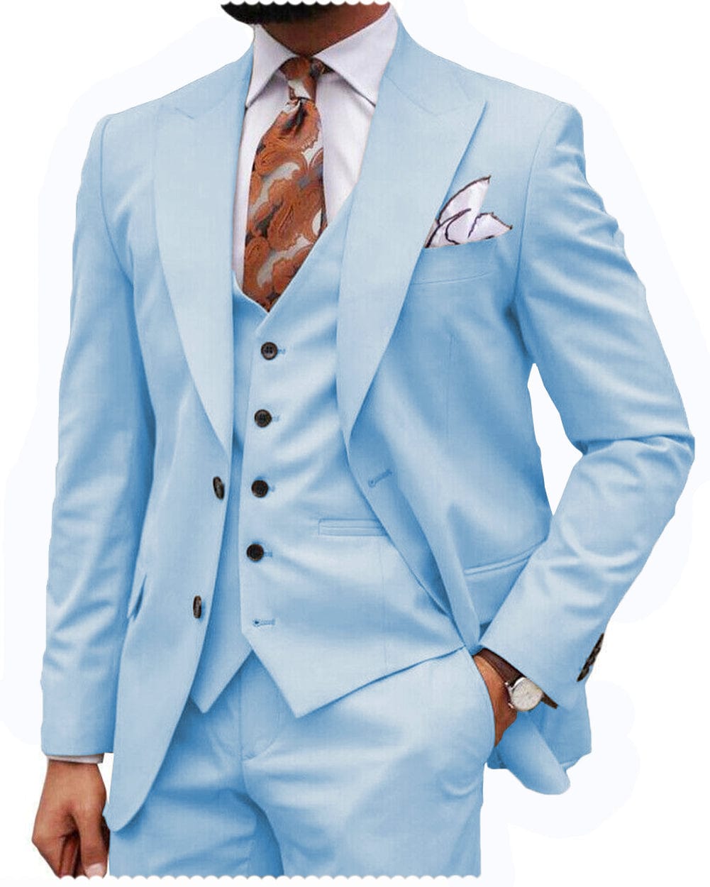 ceehuteey Formal Men's 3 Piece Regular Fit Peak Lapel  Men's Express Suit (Blazer+Vest+Pants)