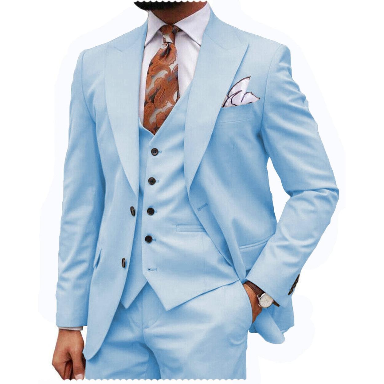 ceehuteey Formal Men's 3 Piece Regular Fit Peak Lapel  Men's Express Suit (Blazer+Vest+Pants)