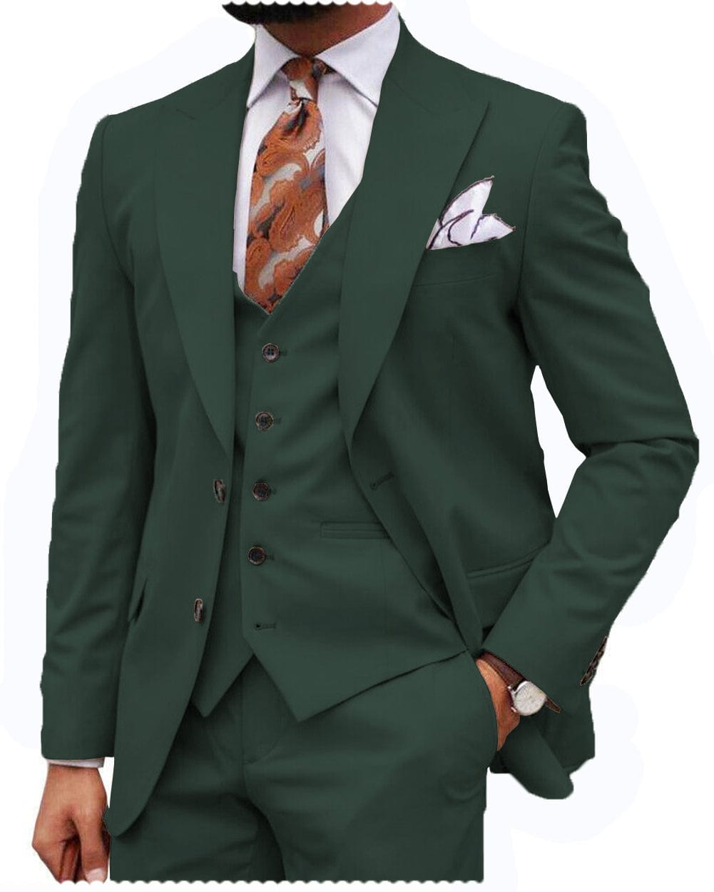 ceehuteey Formal Men's 3 Piece Regular Fit Peak Lapel  Men's Express Suit (Blazer+Vest+Pants)
