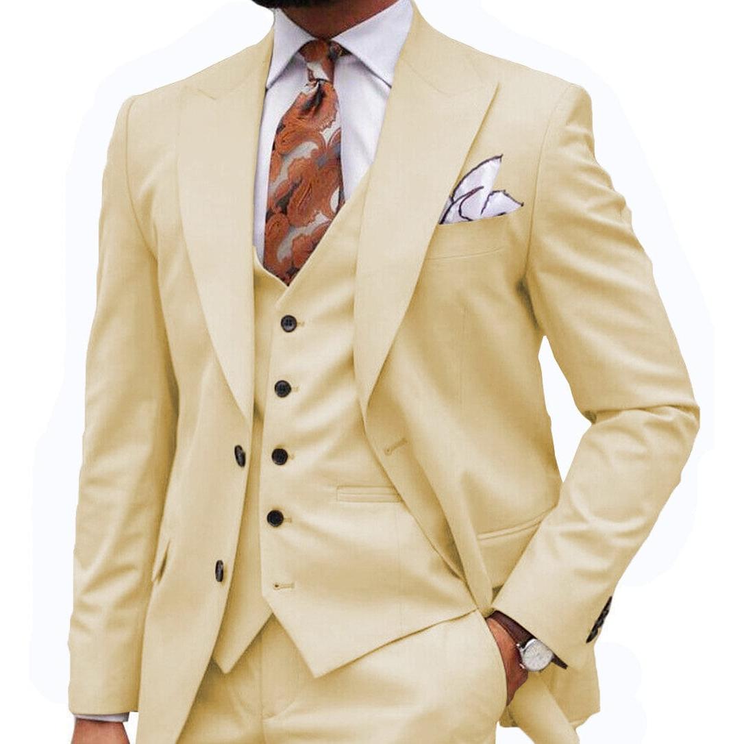 ceehuteey Formal Men's 3 Piece Regular Fit Peak Lapel  Men's Express Suit (Blazer+Vest+Pants)