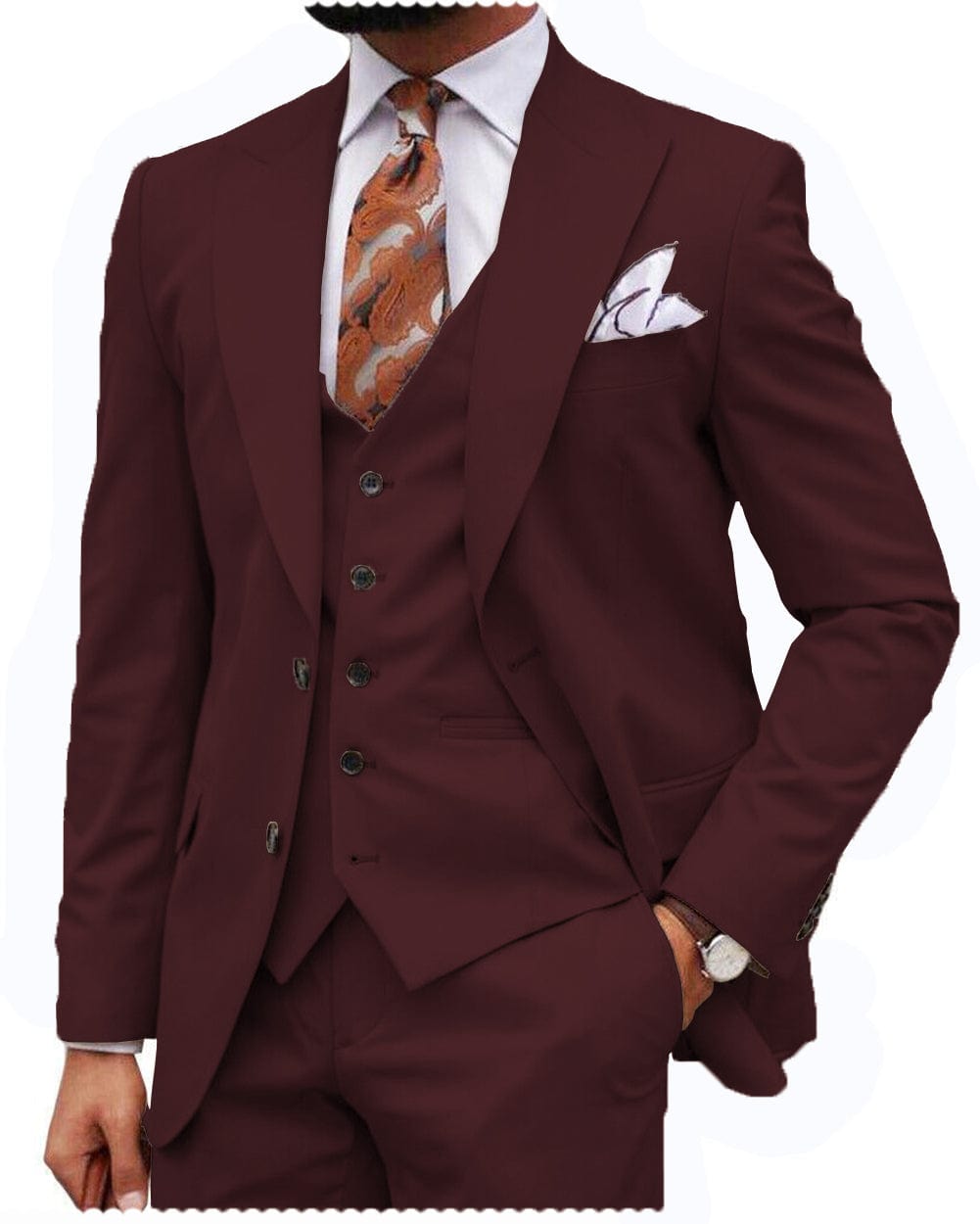 ceehuteey Formal Men's 3 Piece Regular Fit Peak Lapel  Men's Express Suit (Blazer+Vest+Pants)