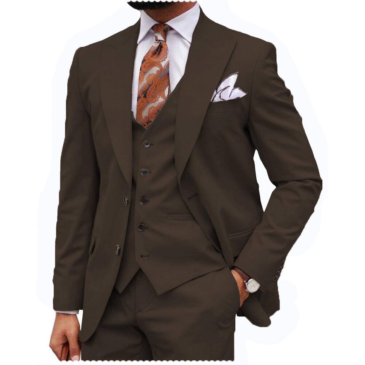 ceehuteey Formal Men's 3 Piece Regular Fit Peak Lapel  Men's Express Suit (Blazer+Vest+Pants)