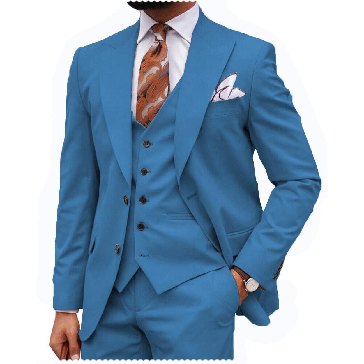 ceehuteey Formal Men's 3 Piece Regular Fit Peak Lapel  Men's Express Suit (Blazer+Vest+Pants)