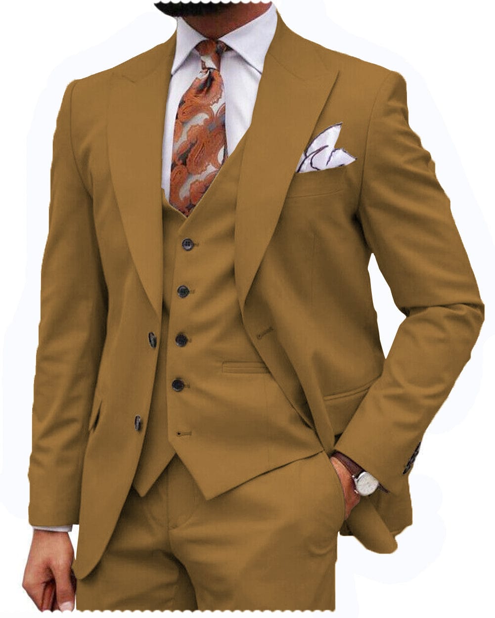 ceehuteey Formal Men's 3 Piece Regular Fit Peak Lapel Men's Express Suit (Blazer+Vest+Pants)