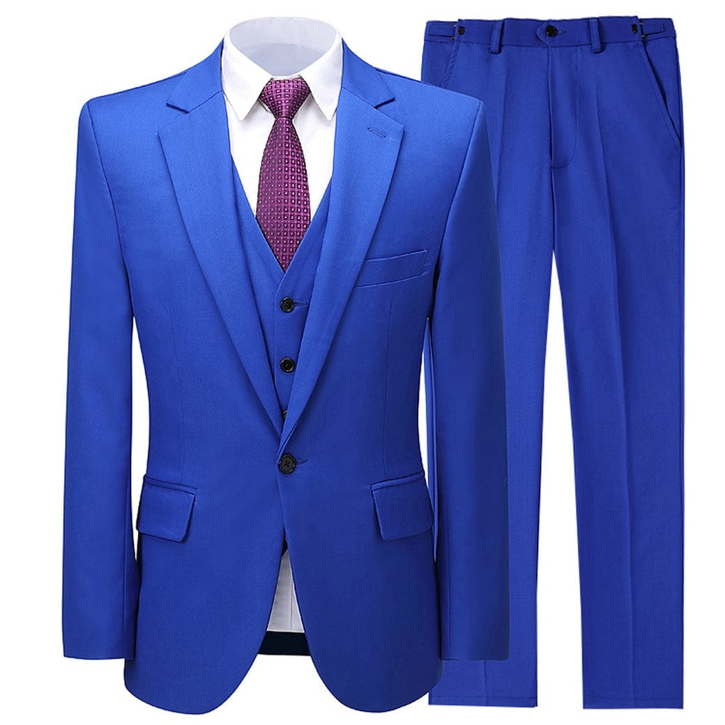 ceehuteey Formal Men's 3 Pieces Mens Suit Notch Lapel Flat Tuxedos (Blazer+vest+Pants)