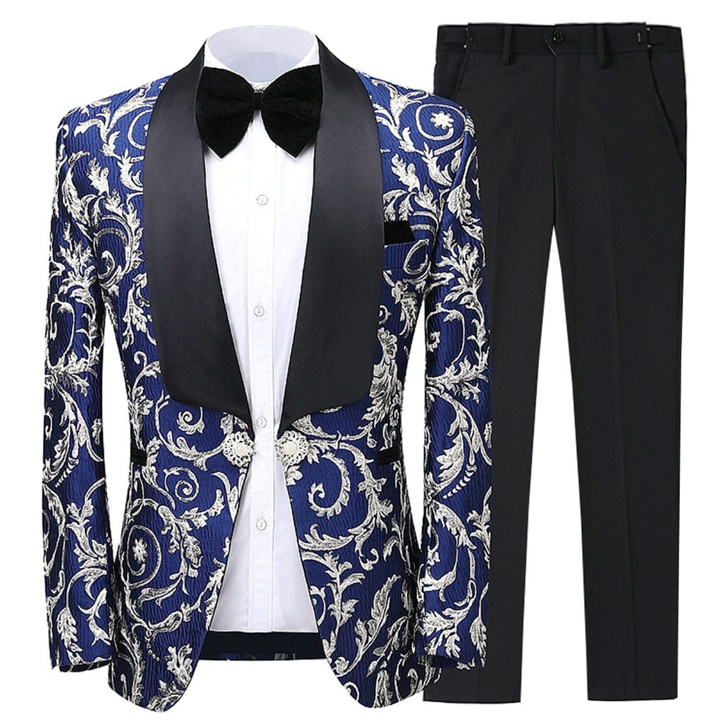 ceehuteey Formal Men's Suit Double Breasted Slim Fit 2 Pieces Business Tuxedos (Blazer+Pants)