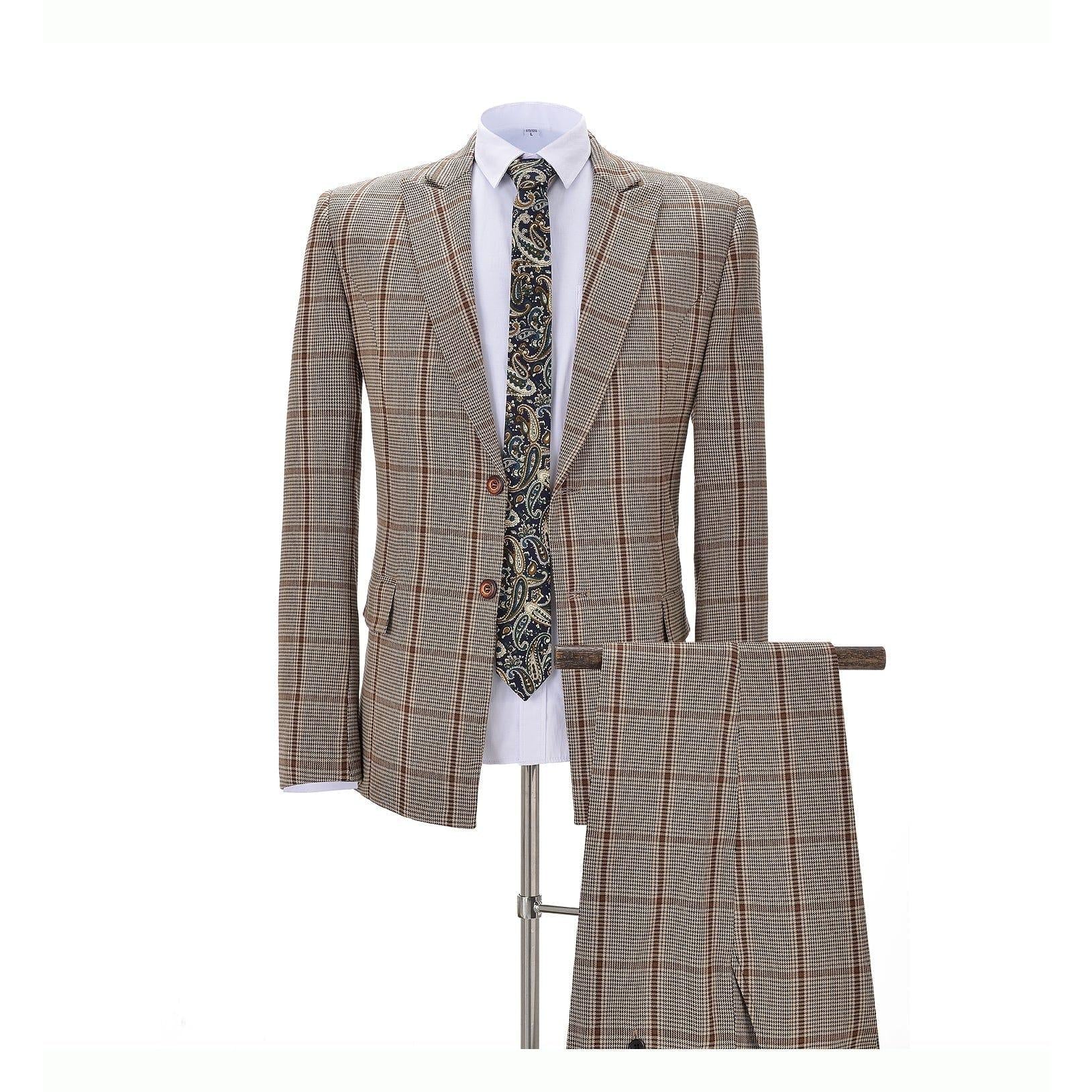 ceehuteey Formal Men's Suits Slim Fit 3 Pieces Notch Lapel Tuxedos (Blazer+Vest+ Pant)