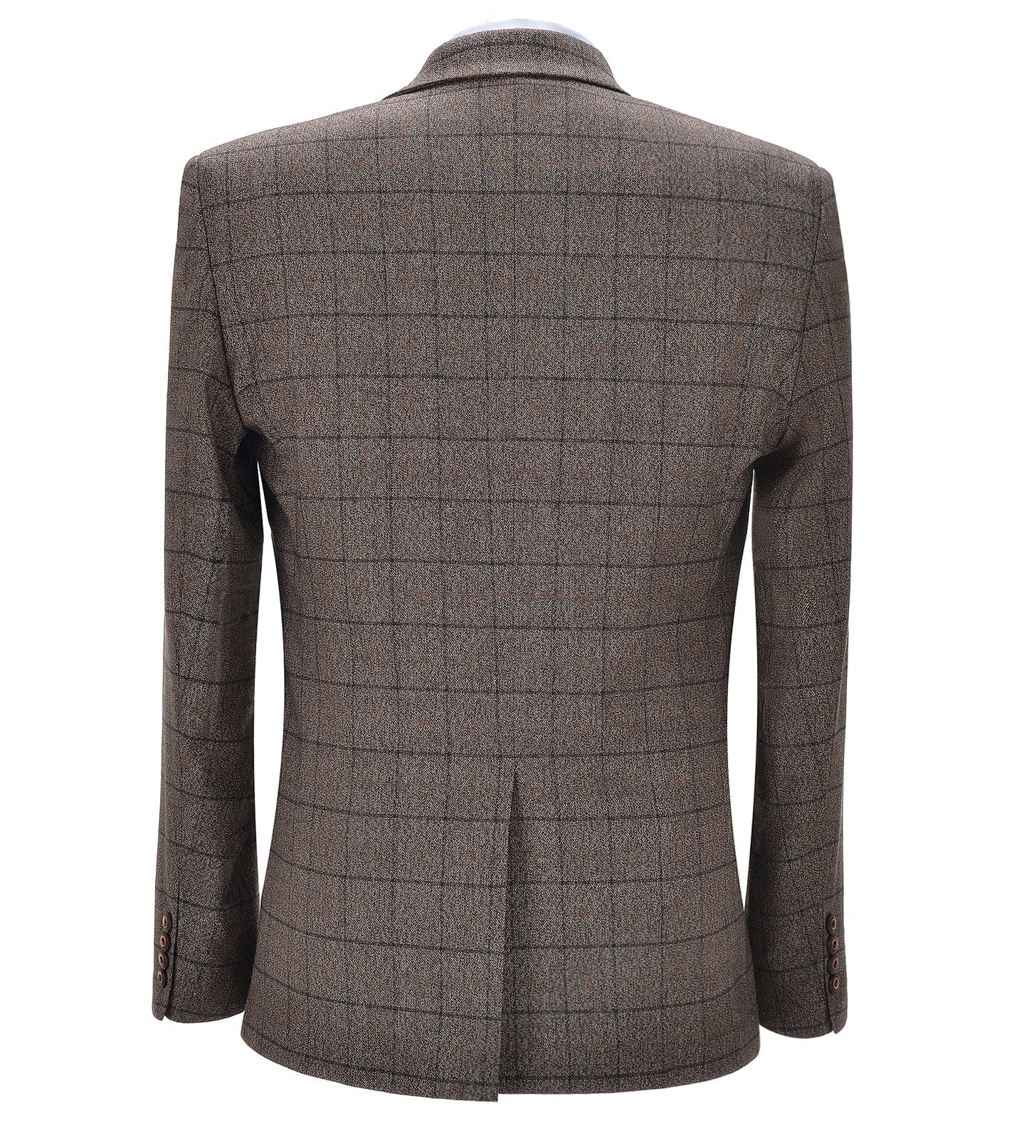 ceehuteey Formal Men's  Tweed Plaid Business 3 Pieces Notch Lapel Suit (Blazer+vest+Pants)