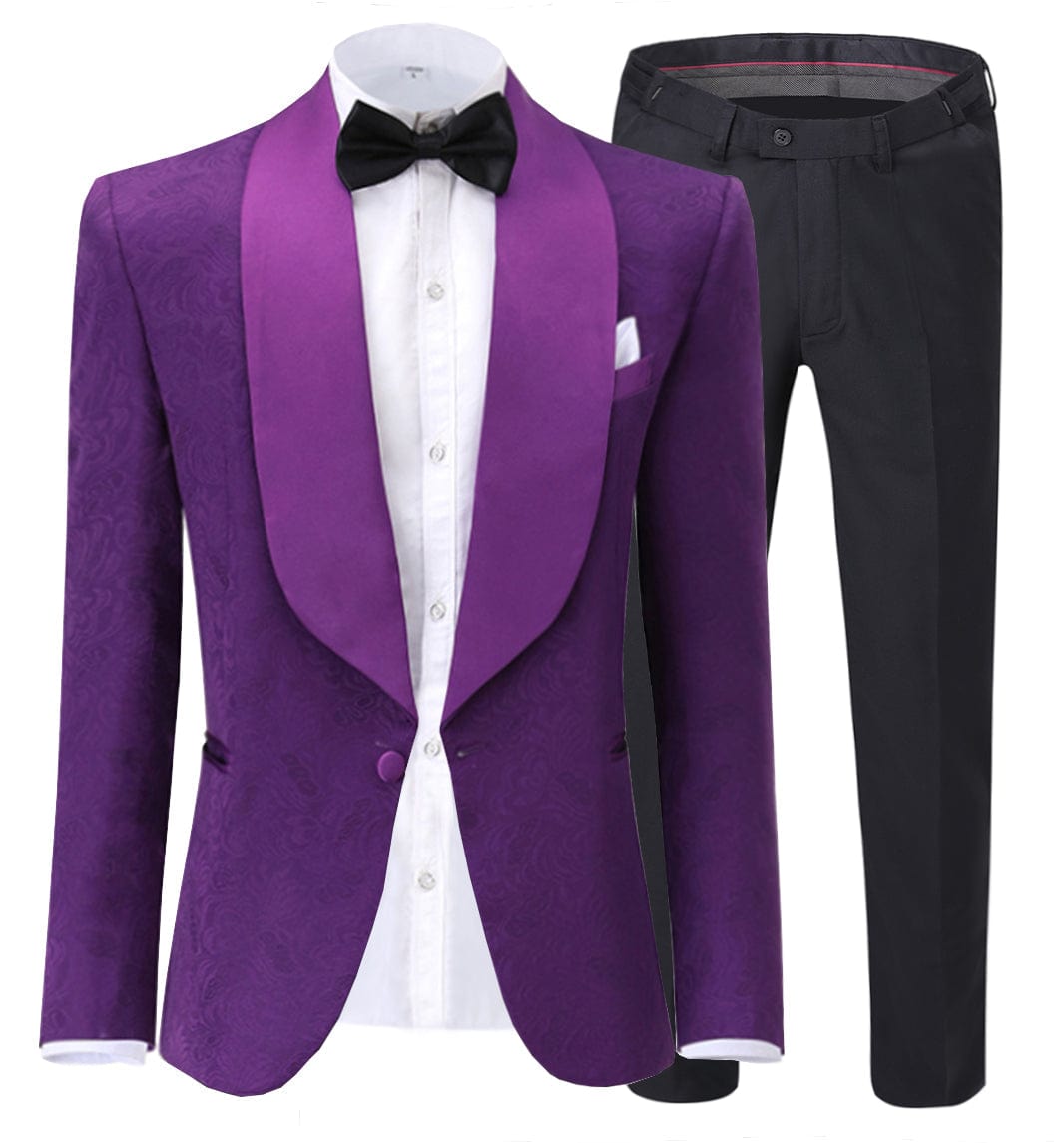 ceehuteey Formal Mens Suit 2 Pieces Shawl Lapel Tuxedos  (Blazer+Pants)