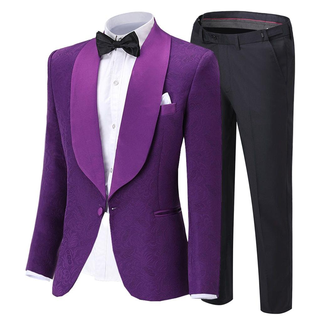 ceehuteey Formal Mens Suit 2 Pieces Shawl Lapel Tuxedos  (Blazer+Pants)
