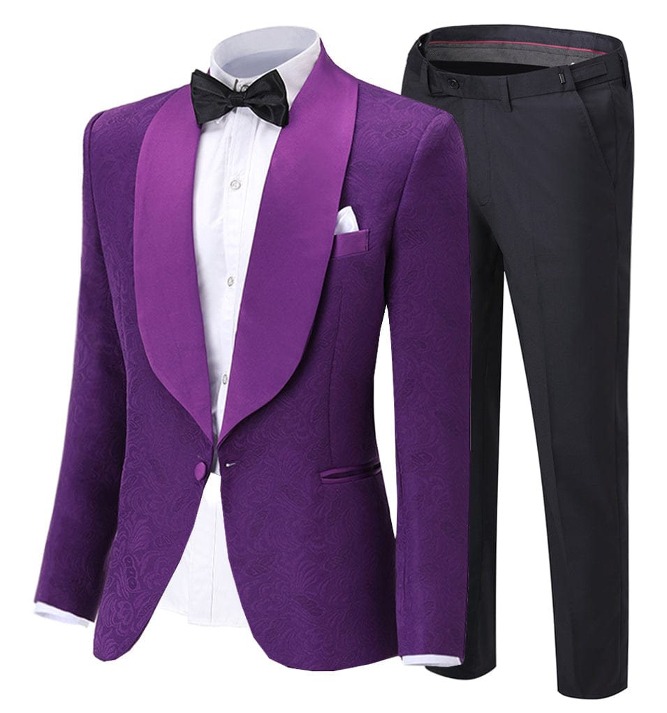 ceehuteey Formal Mens Suit 2 Pieces Shawl Lapel Tuxedos  (Blazer+Pants)