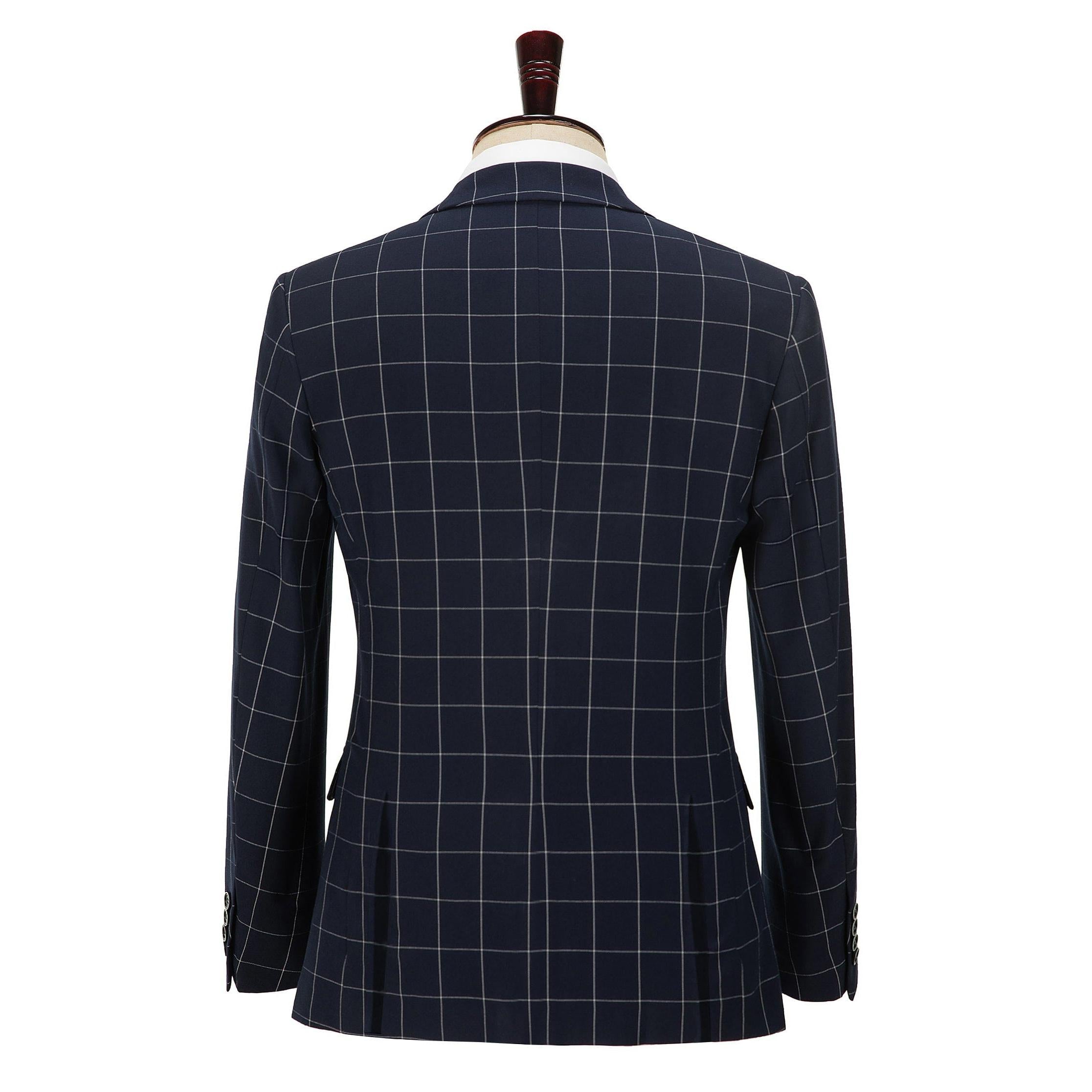 ceehuteey Formal Mens Suit 3 Pieces Check Plaid  Peak Lapel Tuxedos for Wedding (Blazer+Vest+Pants)