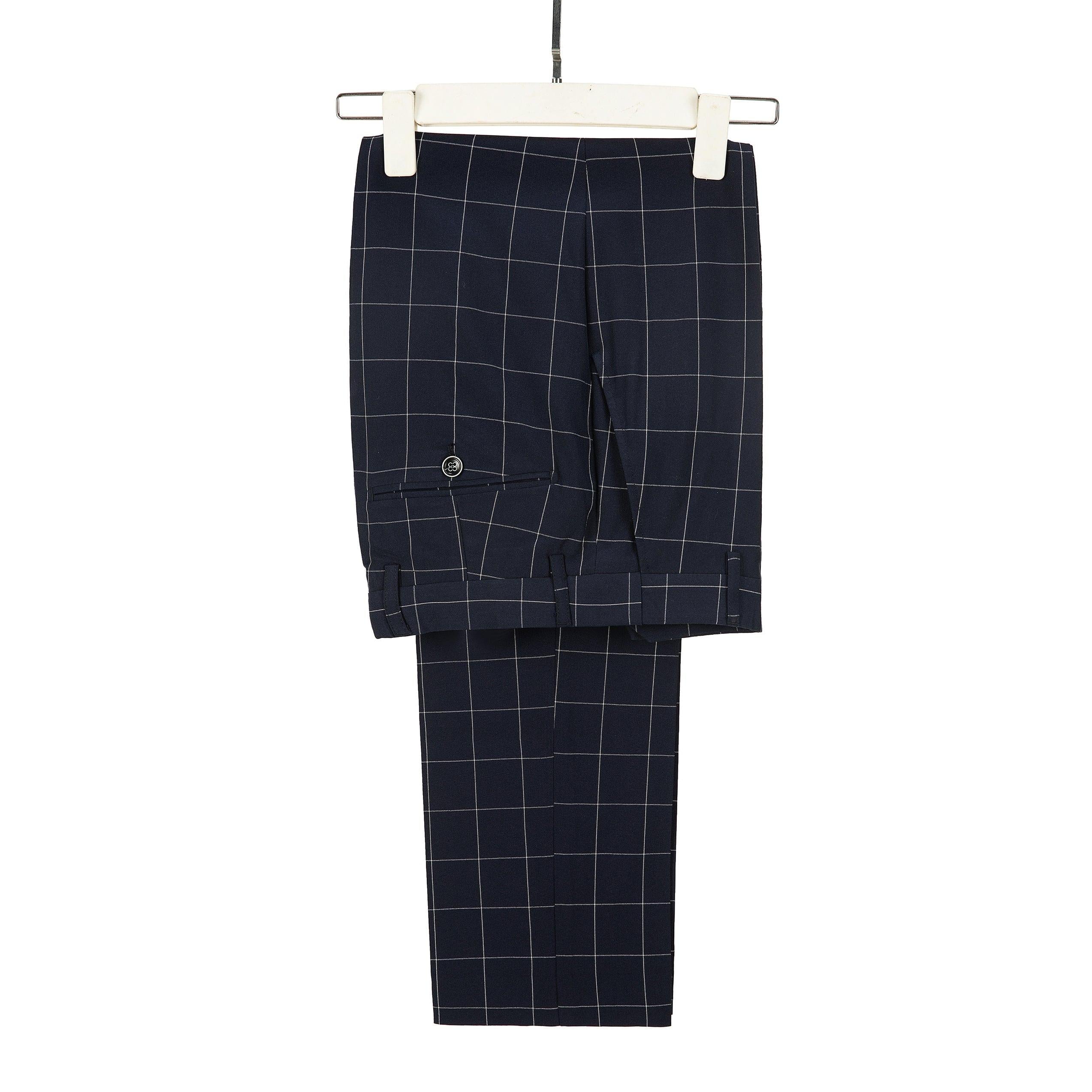 ceehuteey Formal Mens Suit 3 Pieces Check Plaid  Peak Lapel Tuxedos for Wedding (Blazer+Vest+Pants)