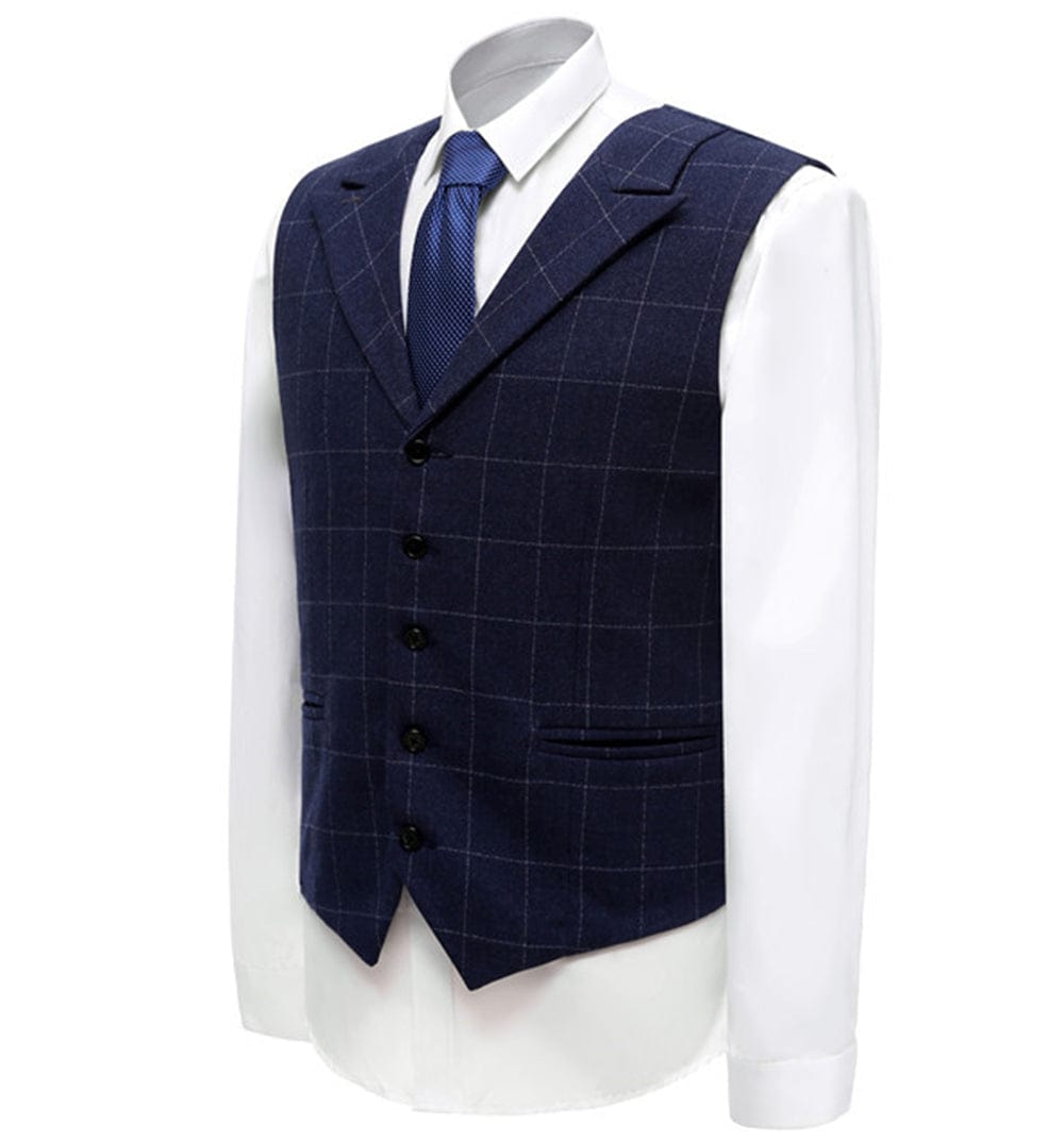 ceehuteey Formal Plaid Peak Lapel Waistcoat Slim Fit Suit Vest